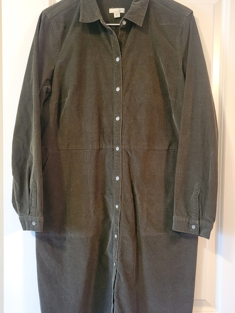 J. Jill Olive Green Corduroy Button-Front Dress